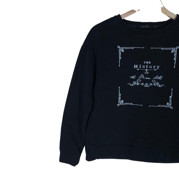 Etam Weekend Womens Sweatshirt EU 38 Black Graphic Pullover Minimalist Gothcore - Picture 3 of 13